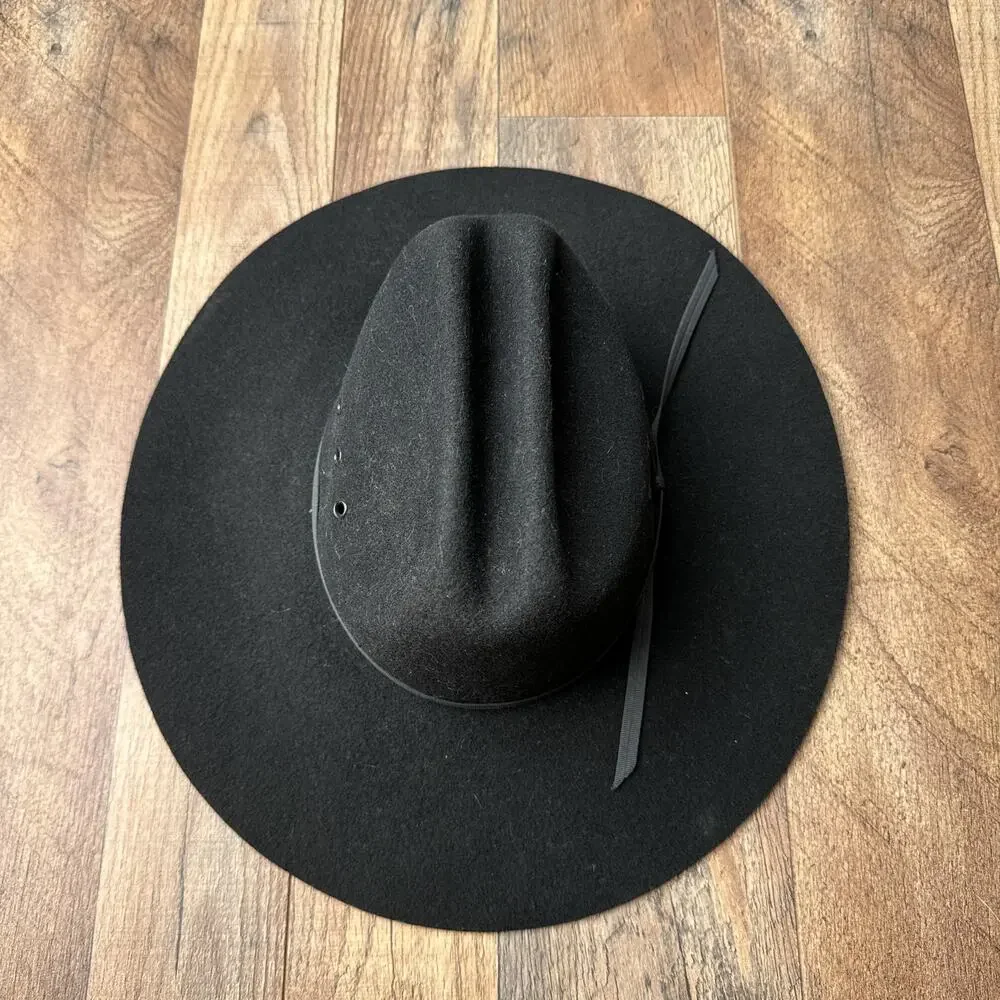 Vintage MHT Cowboy Hat Men's Size 6 1/2‎ Black 100% Wool Western USA Made 4881